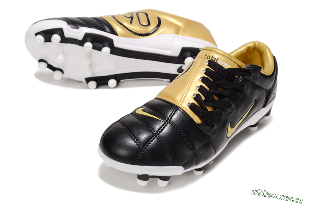Men's Nike Air Zoom Total 90 III FG Firm Ground Low-Tops Football Boots - Black/Gold/White 3