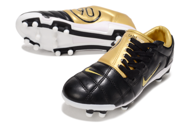 Men's Nike Air Zoom Total 90 III FG Firm Ground Low-Tops Football Boots - Black/Gold/White