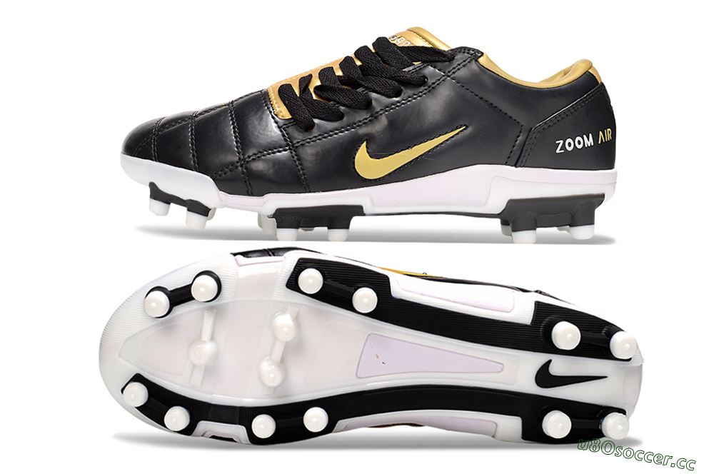 Men's Nike Air Zoom Total 90 III FG Firm Ground Low-Tops Football Boots - Black/Gold/White 1
