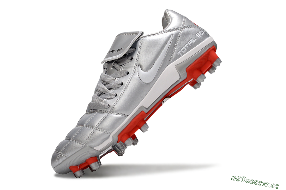 Men's Nike Total 90 III FG Firm Ground Low-Tops Football Boots - Silver/White/Red 6