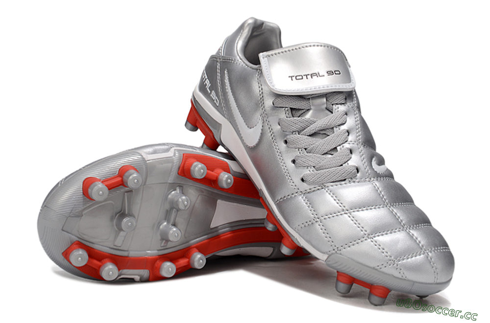 Men's Nike Total 90 III FG Firm Ground Low-Tops Football Boots - Silver/White/Red 4
