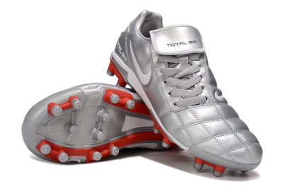 Men's Nike Total 90 III FG Firm Ground Low-Tops Football Boots - Silver/White/Red
