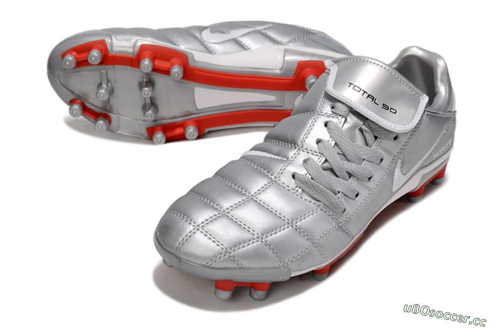Men's Nike Total 90 III FG Firm Ground Low-Tops Football Boots - Silver/White/Red 3