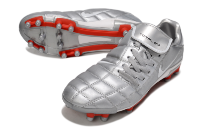 Men's Nike Total 90 III FG Firm Ground Low-Tops Football Boots - Silver/White/Red
