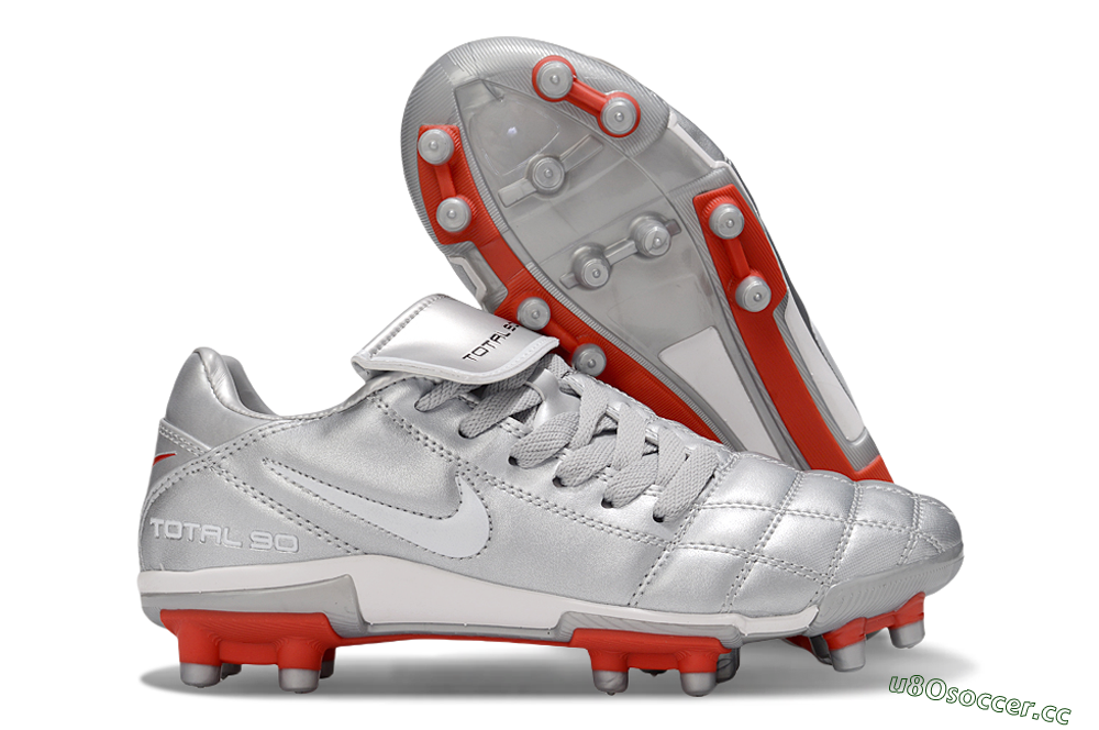 Men's Nike Total 90 III FG Firm Ground Low-Tops Football Boots - Silver/White/Red 2