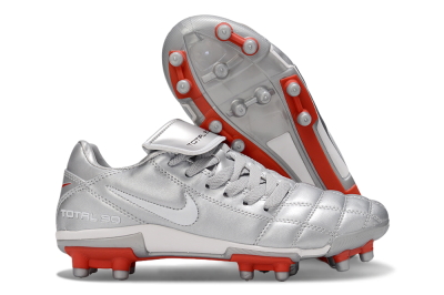 Men's Nike Total 90 III FG Firm Ground Low-Tops Football Boots - Silver/White/Red