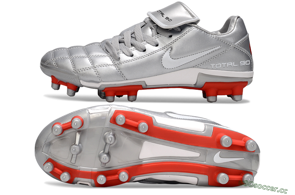 Men's Nike Total 90 III FG Firm Ground Low-Tops Football Boots - Silver/White/Red 1