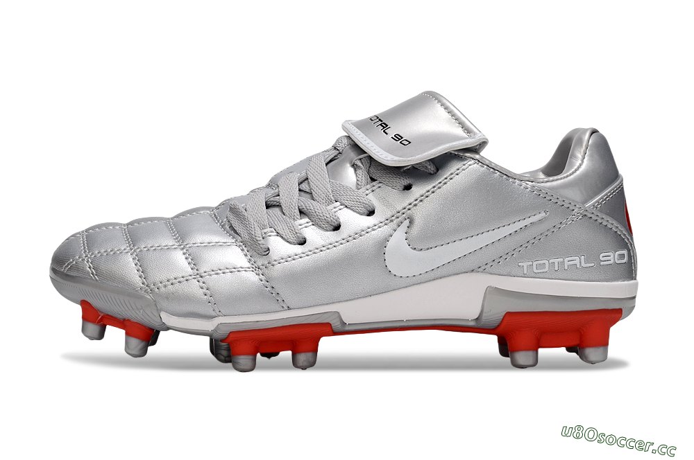 Men's Nike Total 90 III FG Firm Ground Low-Tops Football Boots - Silver/White/Red 0