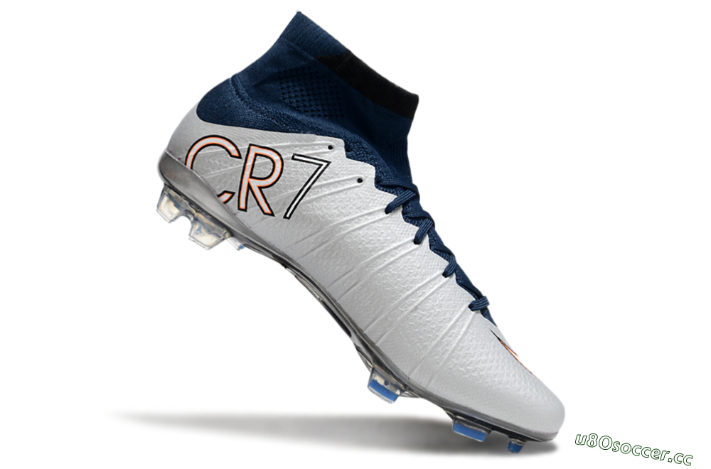 Men's Nike Mercurial Superfly 4 Elite FG Firm Ground High-Tops Football Boots - Silver/Blue/Yellow 4