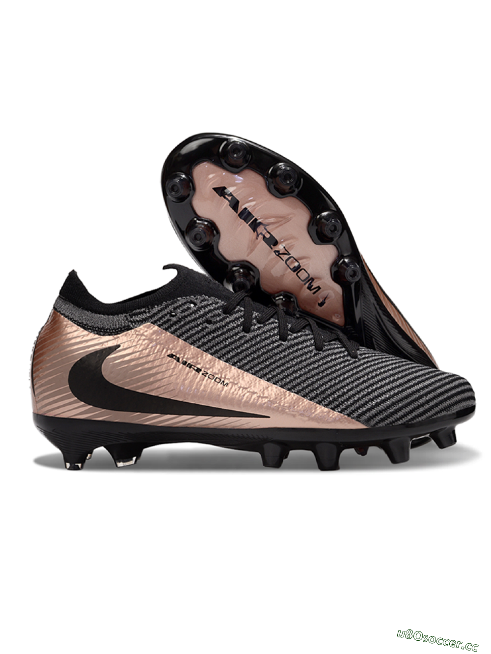 Men's Nike Air Zoom Mercurial Vapor 16 Elite AG Artificial Grass Low-Tops Football Boots - Black/White/Gold 2