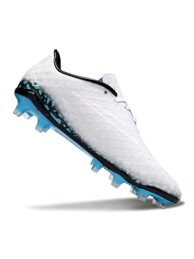 Men's Nike Hypervenom Phantom FG Firm Ground Low-Tops Football Boots - White/Black/Blue
