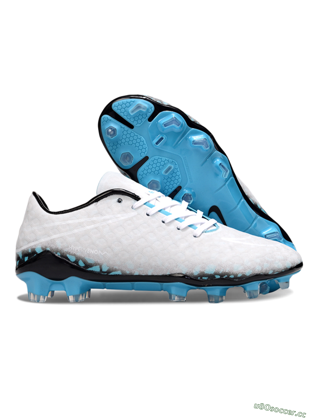 Men's Nike Hypervenom Phantom FG Firm Ground Low-Tops Football Boots - White/Black/Blue 2