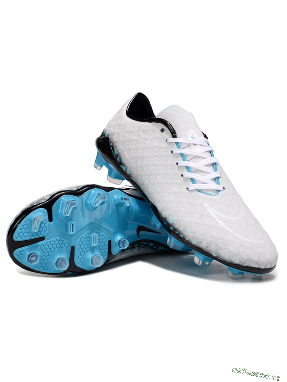 Men's Nike Hypervenom Phantom FG Firm Ground Low-Tops Football Boots - White/Black/Blue 3