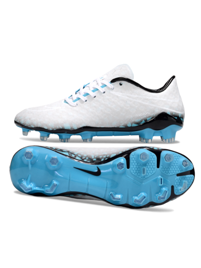 Men's Nike Hypervenom Phantom FG Firm Ground Low-Tops Football Boots - White/Black/Blue