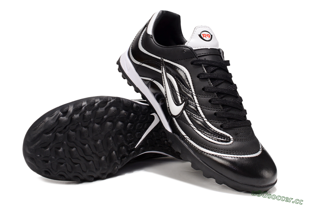 Men's Nike Mercurial R9 TF Artificial Turf Low-Tops Football Shoes - Black/White 3