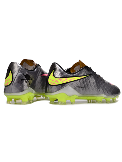 Men's Nike Hypervenom Phantom FG Firm Ground Low-Tops Football Boots - Silver/Yellow/Pink