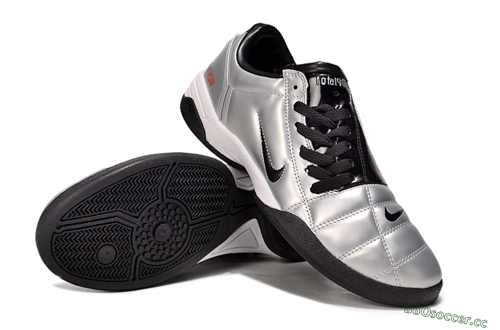Men's Nike Total 90 III IC Indoor & Futsal Low-Tops Football Shoes - Silver/Black/White 4