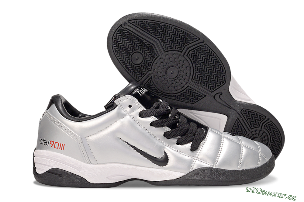 Men's Nike Total 90 III IC Indoor & Futsal Low-Tops Football Shoes - Silver/Black/White 2