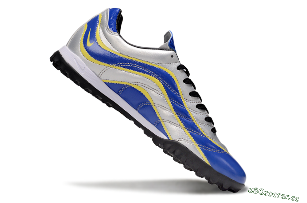 Men's Nike Mercurial R9 TF Artificial Turf Low-Tops Football Shoes - Silver/Blue/Yellow 4
