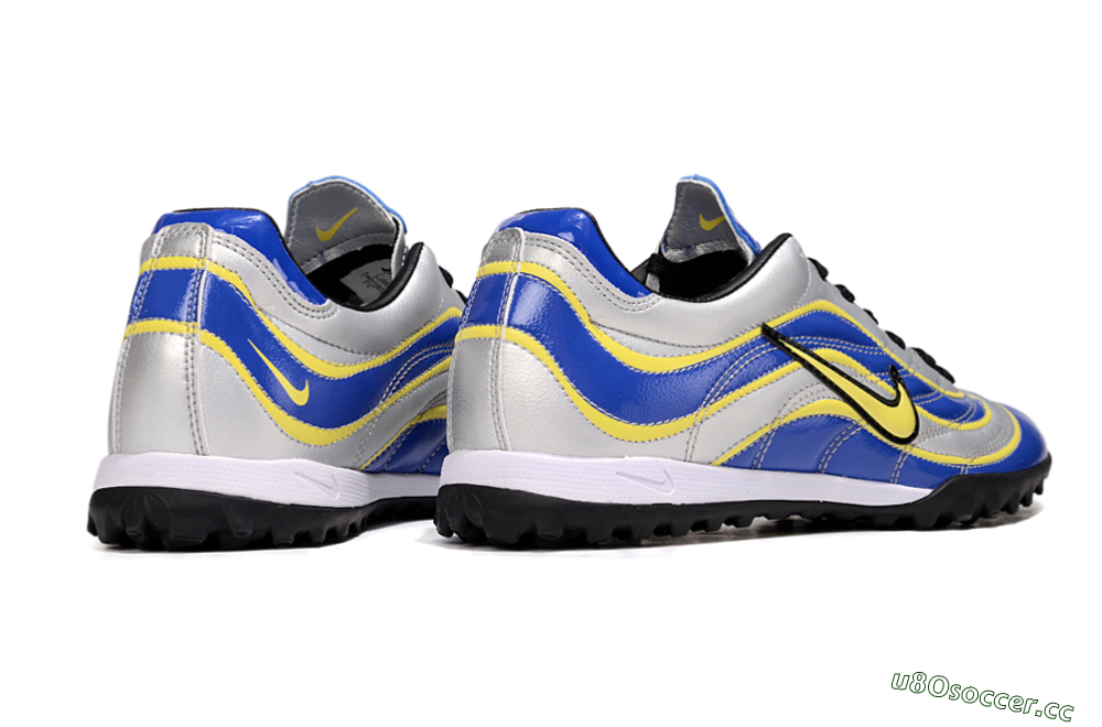 Men's Nike Mercurial R9 TF Artificial Turf Low-Tops Football Shoes - Silver/Blue/Yellow 6