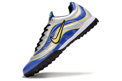 Men's Nike Mercurial R9 TF Artificial Turf Low-Tops Football Shoes - Silver/Blue/Yellow
