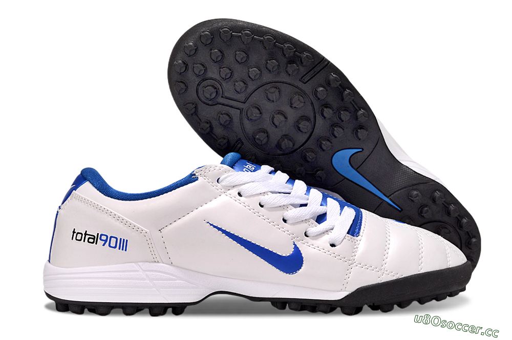 Men's Nike Total 90 III TF Artificial Turf Low-Tops Football Shoes - White/Blue/Black 2