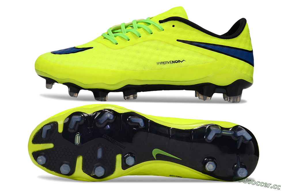 Unisex Nike Hypervenom Phantom FG Firm Ground Low-Tops Football Boots - Yellow/Black/Blue 1