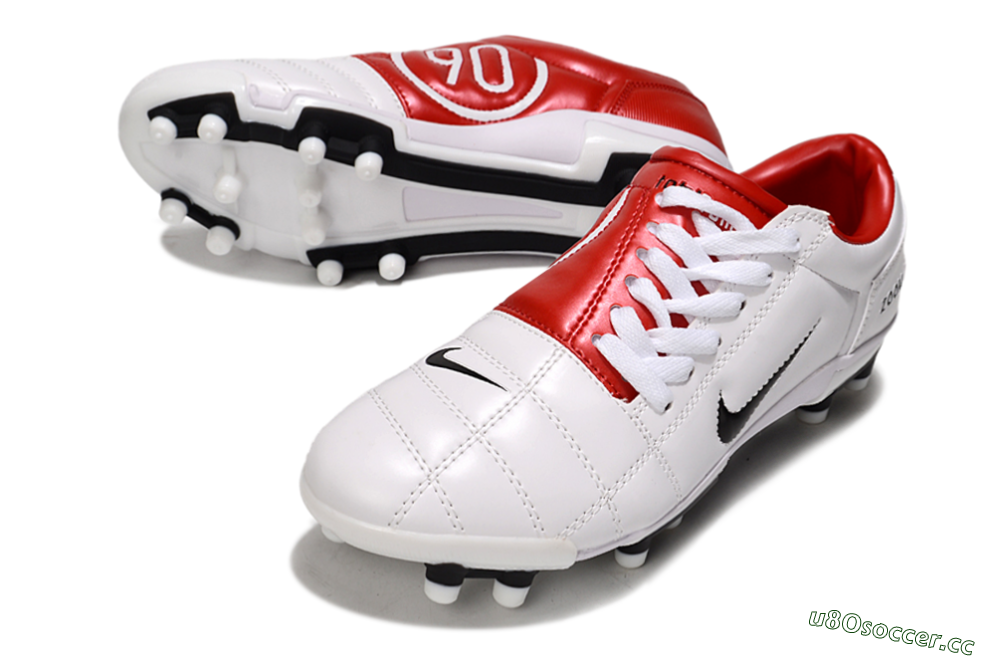 Men's Nike Air Zoom Total 90 III FG Firm Ground Low-Tops Football Boots - White/Black/Red 3