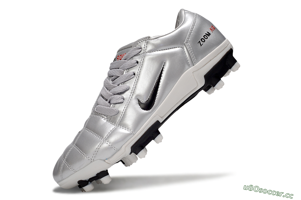 Men's Nike Air Zoom Total 90 III FG Firm Ground Low-Tops Football Boots - Silver/Black/White 6