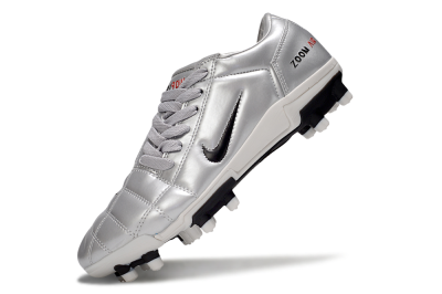 Men's Nike Air Zoom Total 90 III FG Firm Ground Low-Tops Football Boots - Silver/Black/White