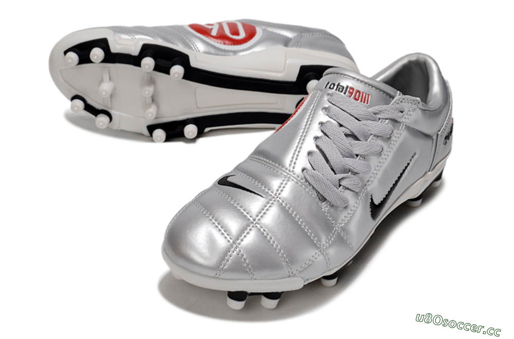 Men's Nike Air Zoom Total 90 III FG Firm Ground Low-Tops Football Boots - Silver/Black/White 3