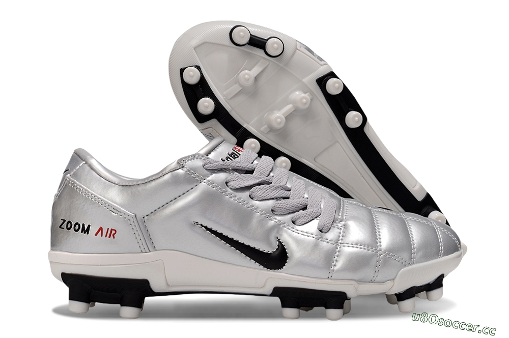 Men's Nike Air Zoom Total 90 III FG Firm Ground Low-Tops Football Boots - Silver/Black/White 2