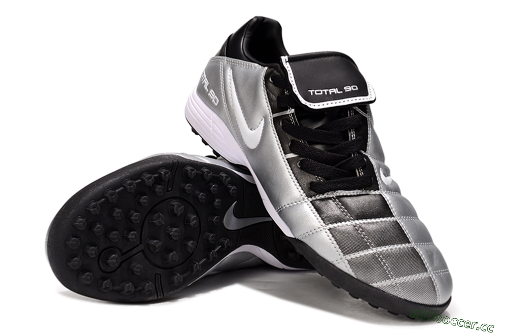 Men's Nike Total 90 III TF Artificial Turf Low-Tops Football Shoes - Silver/White/Black 4