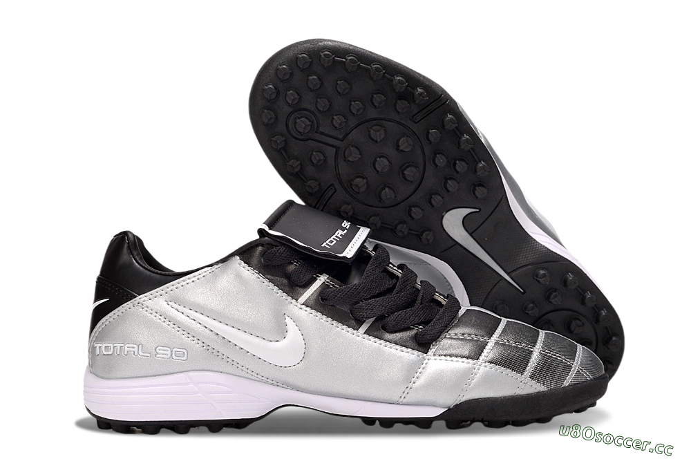 Men's Nike Total 90 III TF Artificial Turf Low-Tops Football Shoes - Silver/White/Black 2