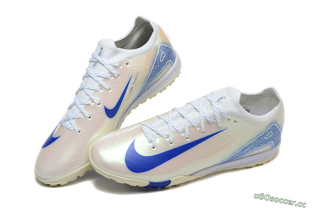 Men's Nike Air Zoom Mercurial Vapor 16 Elite TF Artificial Turf Low-Tops Football Shoes - Beige/Blue/White 6