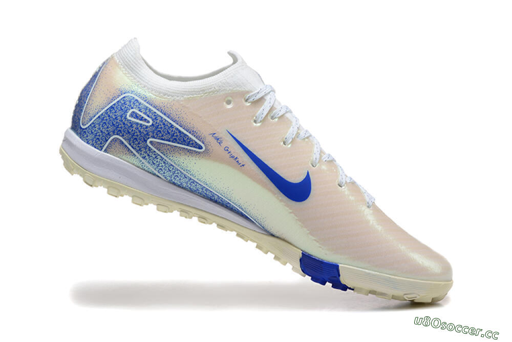 Men's Nike Air Zoom Mercurial Vapor 16 Elite TF Artificial Turf Low-Tops Football Shoes - Beige/Blue/White 7