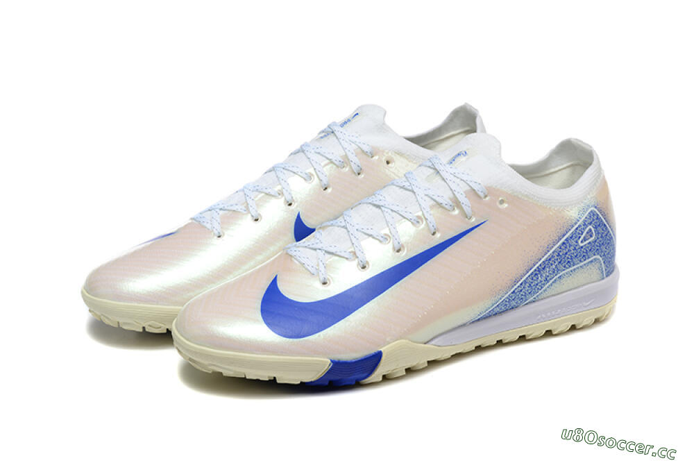 Men's Nike Air Zoom Mercurial Vapor 16 Elite TF Artificial Turf Low-Tops Football Shoes - Beige/Blue/White 5