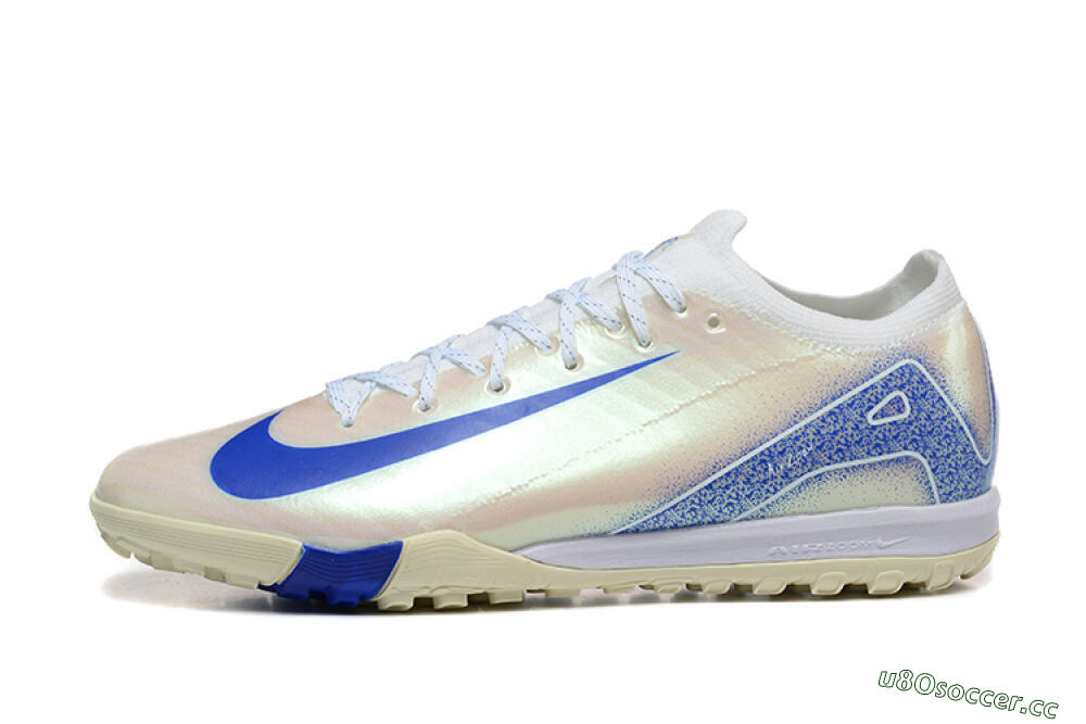 Men's Nike Air Zoom Mercurial Vapor 16 Elite TF Artificial Turf Low-Tops Football Shoes - Beige/Blue/White 0
