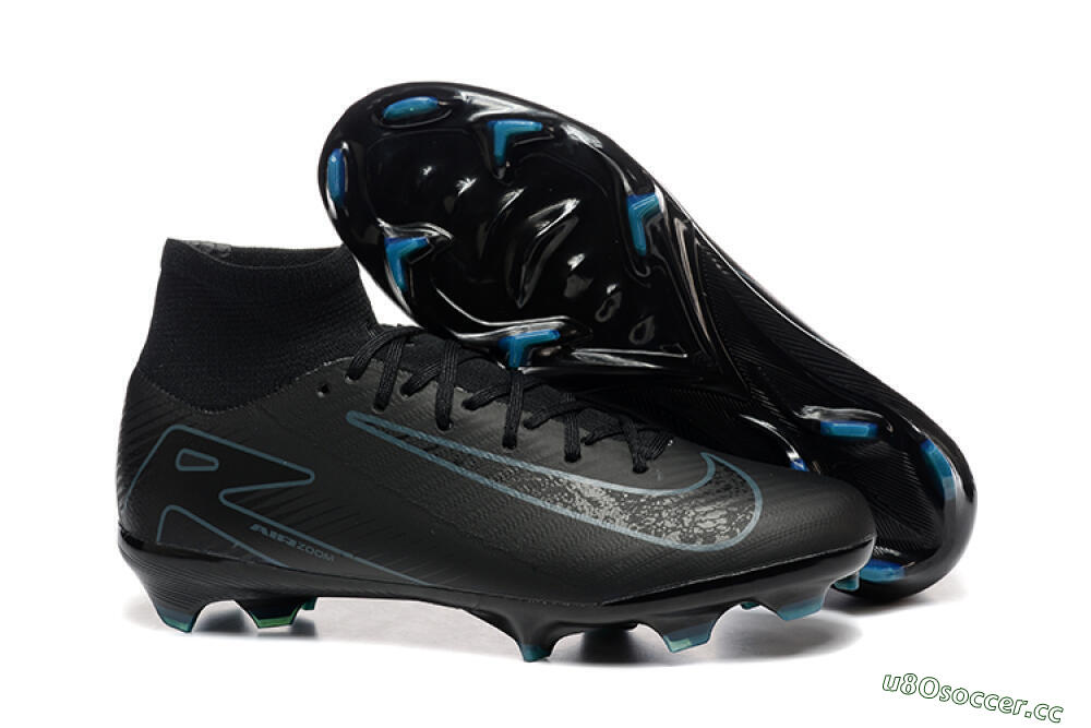 Men's Nike Air Zoom Mercurial Superfly 10 Elite FG Firm Ground High-Tops Football Boots - Black/Blue 2