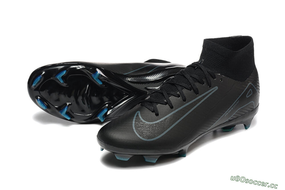 Men's Nike Air Zoom Mercurial Superfly 10 Elite FG Firm Ground High-Tops Football Boots - Black/Blue 3