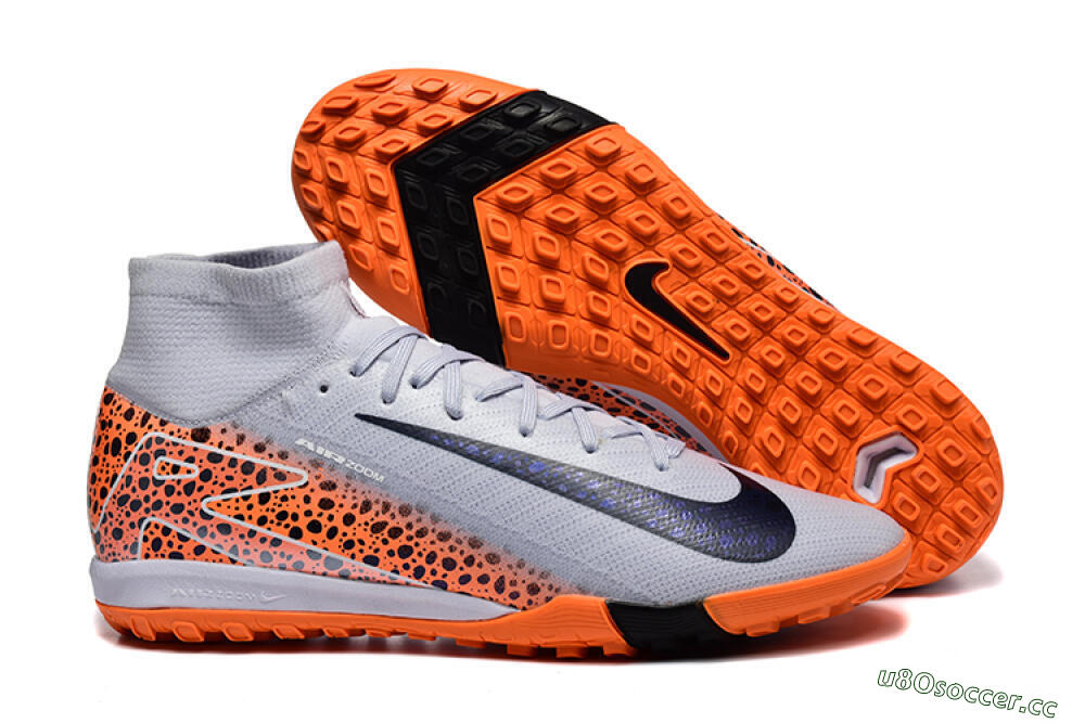 Men's Nike Air Zoom Mercurial Superfly 10 Elite TF Artificial Turf High-Tops Football Shoes - Grey/Black/Leopard 2