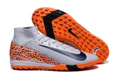 Men's Nike Air Zoom Mercurial Superfly 10 Elite TF Artificial Turf High-Tops Football Shoes - Grey/Black/Leopard