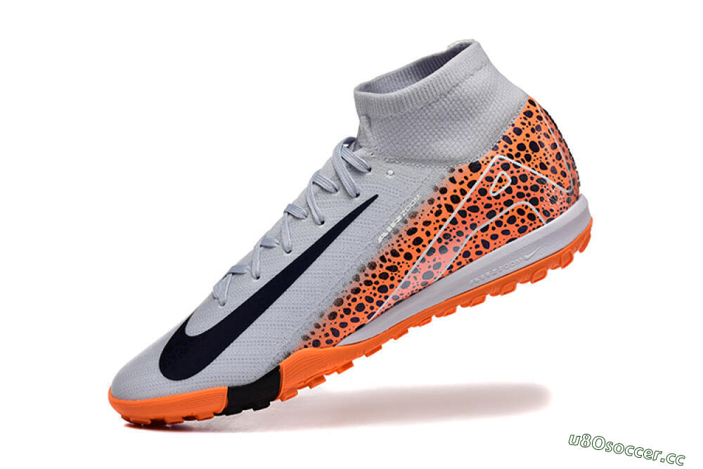 Men's Nike Air Zoom Mercurial Superfly 10 Elite TF Artificial Turf High-Tops Football Shoes - Grey/Black/Leopard 8