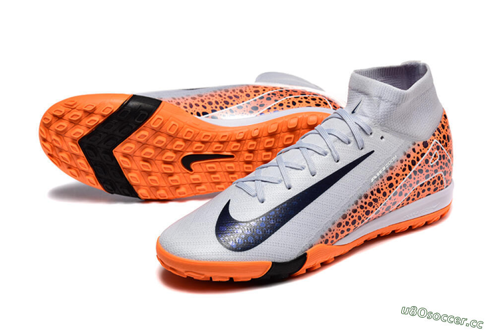 Men's Nike Air Zoom Mercurial Superfly 10 Elite TF Artificial Turf High-Tops Football Shoes - Grey/Black/Leopard 3