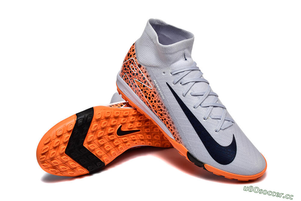 Men's Nike Air Zoom Mercurial Superfly 10 Elite TF Artificial Turf High-Tops Football Shoes - Grey/Black/Leopard 4