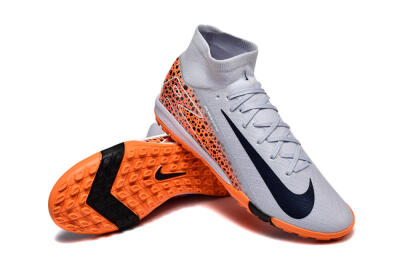 Men's Nike Air Zoom Mercurial Superfly 10 Elite TF Artificial Turf High-Tops Football Shoes - Grey/Black/Leopard