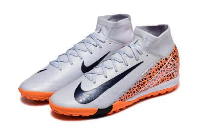 Men's Nike Air Zoom Mercurial Superfly 10 Elite TF Artificial Turf High-Tops Football Shoes - Grey/Black/Leopard