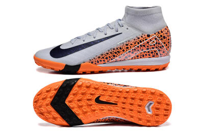 Men's Nike Air Zoom Mercurial Superfly 10 Elite TF Artificial Turf High-Tops Football Shoes - Grey/Black/Leopard