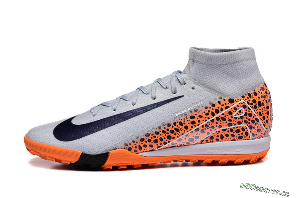 Men's Nike Air Zoom Mercurial Superfly 10 Elite TF Artificial Turf High-Tops Football Shoes - Grey/Black/Leopard 0