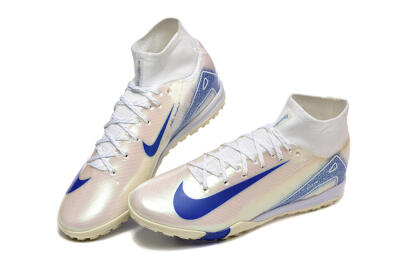 Men's Nike Air Zoom Mercurial Superfly 10 Elite TF Artificial Turf High-Tops Football Shoes - Beige/White/Blue